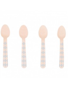 Colheres Madeira Losangos Azul Claro